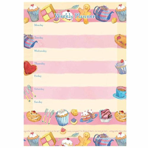 Weekly Planner Pad - TEATIME design - use as meal planner, jobs list or for messages
