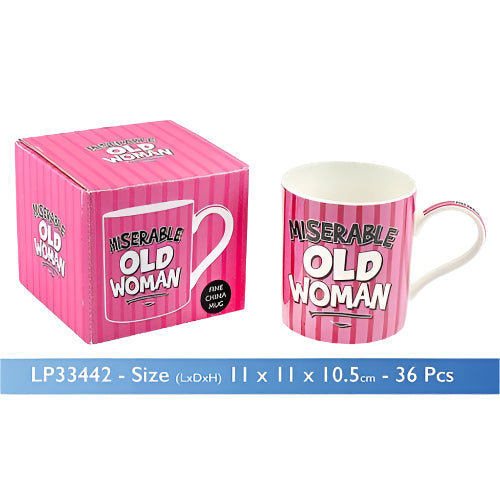Pink "Miserable Old Woman" Novelty Fine China Mug with Matching Presentation Box