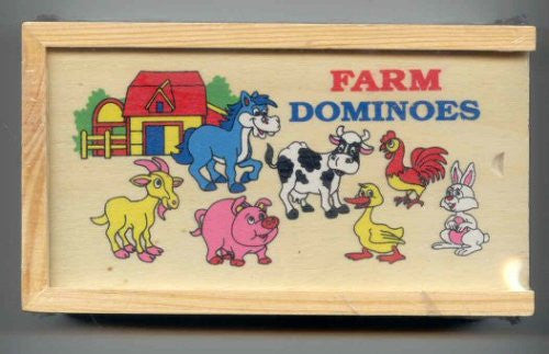 Wooden Dominos - Farm Animals with Wood Storage Box