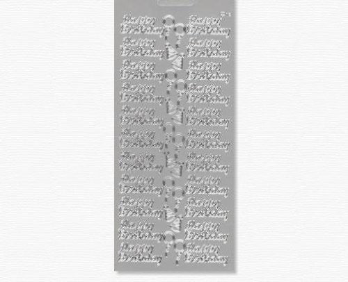 JeJe 'Happy Birthday' with Hats/Balloons Peel Offs - Silver #13