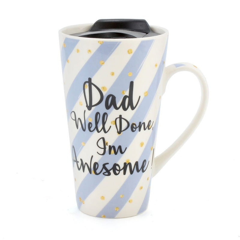 Lesser & Pavey "Dad, Well Done I'm Awesome" Travel Mug, Blue
