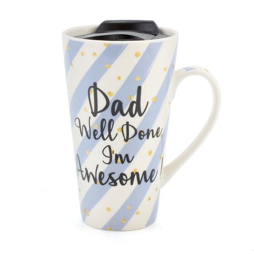 Lesser & Pavey "Dad, Well Done I'm Awesome" Travel Mug, Blue