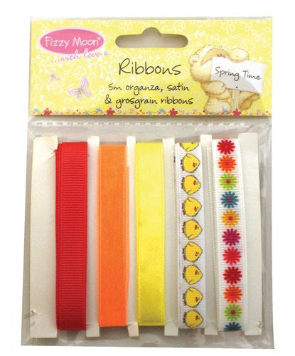 fizzy moon ribbons spring time 5m organza ,satin 7 grosgrain ribbons