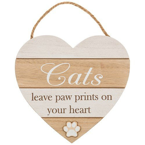 Heart Sign - Natural and White - Cat Paw Prints