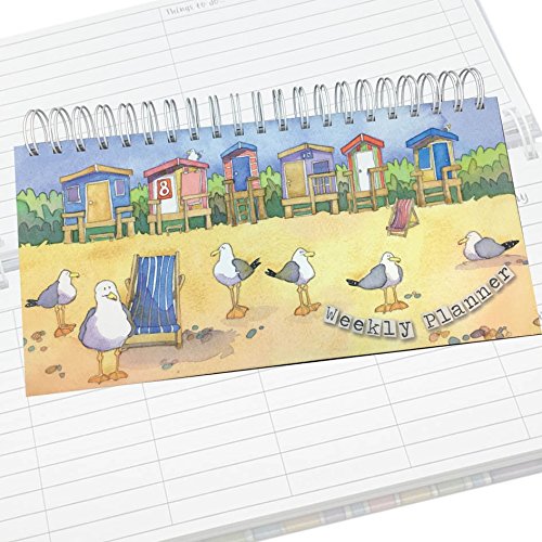 Weekly Planner/Wire Bound Desk Top Organiser ~ Emma Ball ~ COASTAL (Beach Huts)