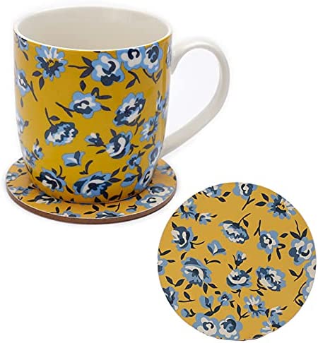 Puckator pick of The Bunch Peony 300 ml Cup and Saucer Porcelain Yellow Floral