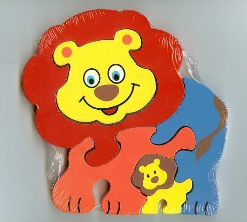 Traditional Wood'n'Fun: Baby/Toodler Wooden Colourful Lion & Cub Jigsaw/Puzzle