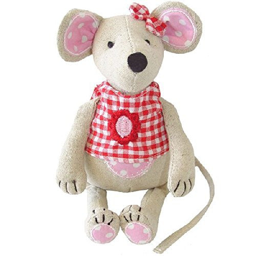 Mouse - Medium Girl with Red Gingham Top & Bow - 20cm - Powell Craft