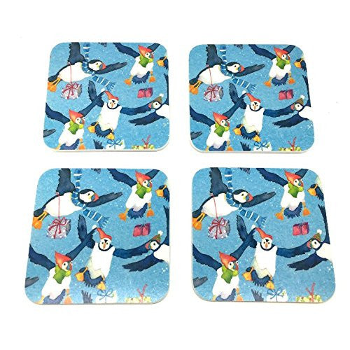 CHRISTMAS PUFFIN COASTER PACK (4PACK)