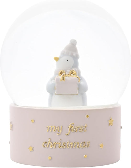 Bambino By Juliana 'My First Christmas' Penguin Water Globe - Pink. Christmas/Xmas Gifting to Celebrate New Born Children, Family & Love - Present for New Born, Christening or Baby Shower.