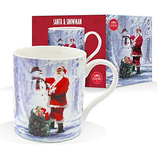 Santa / Father Christmas and Snowman Festive Fine China Novelty Mug with Presentation Box