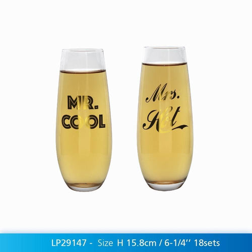 Lesser & Pavey Gold Mr Cool And Mrs Hot  Stemless Flutes, Transparent, Set Of 2