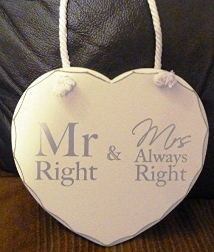 mr right & mrs always right hear plaque