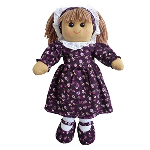 purple floral cordroy rag doll 40cm with hat
