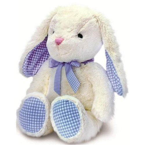 Keel Toys Nursery Cream Gingham Rabbit Blue 25cm