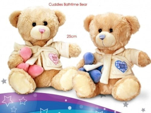 Deluxe Cuddles Bath Time Bear -Baby Blue or Baby Pink 25cm