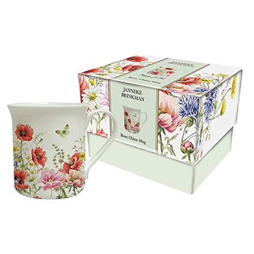 Twin Pack Of Bone China Poppy Mugs