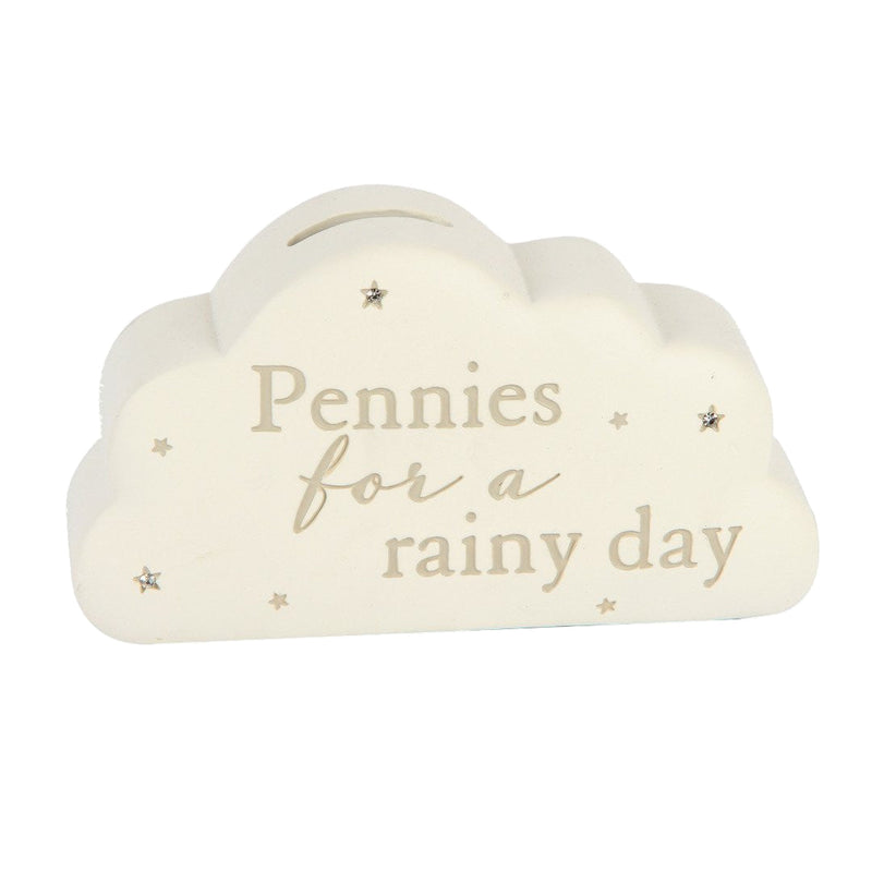 Bambino Baby Resin Cloud Shape Money Box Pennies for a Rainy Day