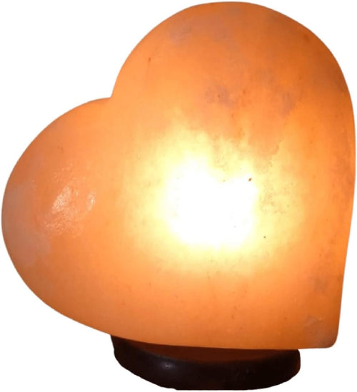 Himalayan Pink Salt Heart Shape Lamp Meditation Healing Wood Base Warm Bed Light