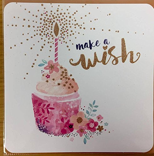 Hotchpotch Greetings Card - Rosé - Cupcake with Candle - Make a Wish
