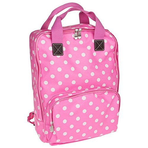 Pink White Polka Dot Backpack Ladies Girls Rucksack