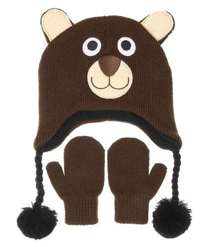 Nuzzles Hat and Mittens - Bear Large