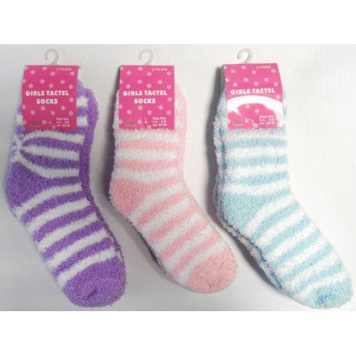 girls tactel soft socks shoe size uk 9-12 eur 27-30 2pairs supplied at random from three colours