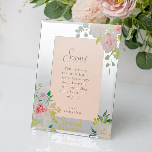 Floral Mirror Glass 4 x 6 Photo Frame - Special Grandma