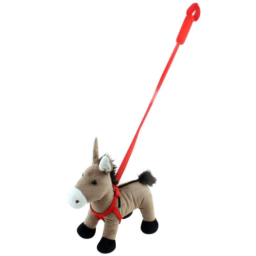 WALK-A-PETS - Plush 16" DONKEY Soft Toy On Rigid Lead (white or red)