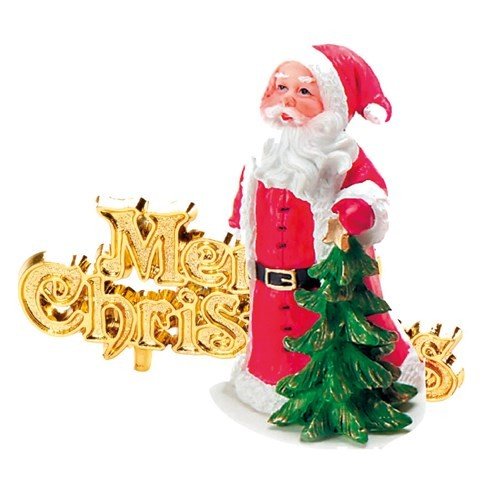 Creative Party Luxury Boxed Traditional Santa Resin Topper and Motto