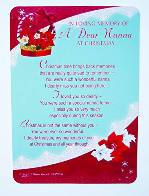 Christmas Graveside Memorial Card and Holder - In Loving Memory Of A Dear Nanna