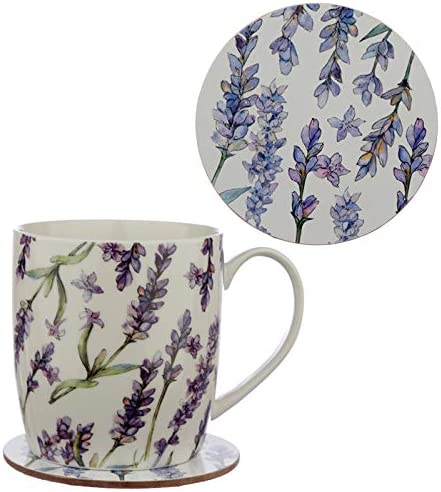 Puckator Lavander Fields Pick Of The Bunch Porcelain Mug & Cork Coaster