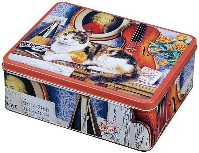 Geoff Tristram Deep Rectanguler Mozart Cat Design Tin