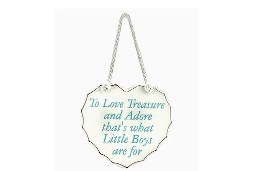Heart Shaped Plaue "To Love Treasure and Adore that's what Little Boys are for'