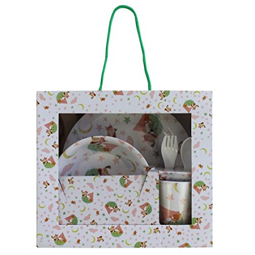 Childrens Melamine Dinner Set. Powell Craft Owl and Pussycat Kids Gift Set - from Little PJs