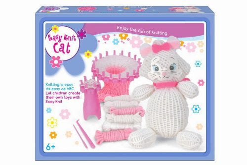Children's Easy Knitting White Cat Teddy Reusable Starter Kit Great Present