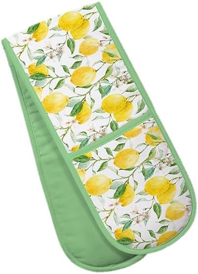 Double Oven Glove Lemon Grove Pot Holder Gauntlet Mitt