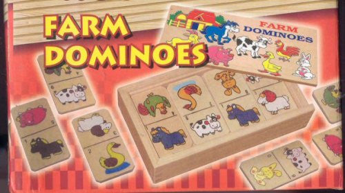 Wooden Dominos - Farm Animals with Wood Storage Box