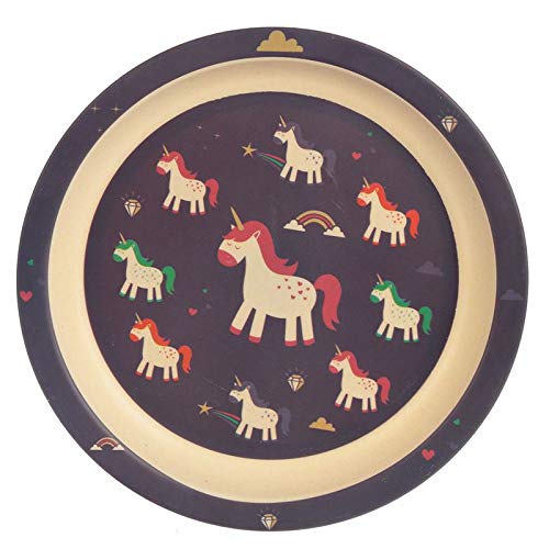 Puckator - Unicorn Eco-Friendly Biodegradable Bamboo Plate/Cutlery Set