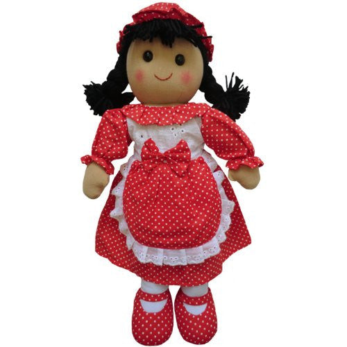 Rag Doll with Red Polka Dress - Handmade - Medium 19cms - Powell Craft