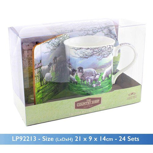 macneil the country sheep mug coaster tray set one