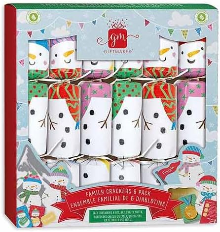 Design Group Think You Snow Me Snowman Game Christmas Crackers 30cm – Pack of 6 Festive Crackers with Hats, Jokes, Gift & Snowman Game – Plastic-Free...