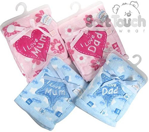 soft touch infants wrap one supplied pink or blue love dad or love mum (please message choice)