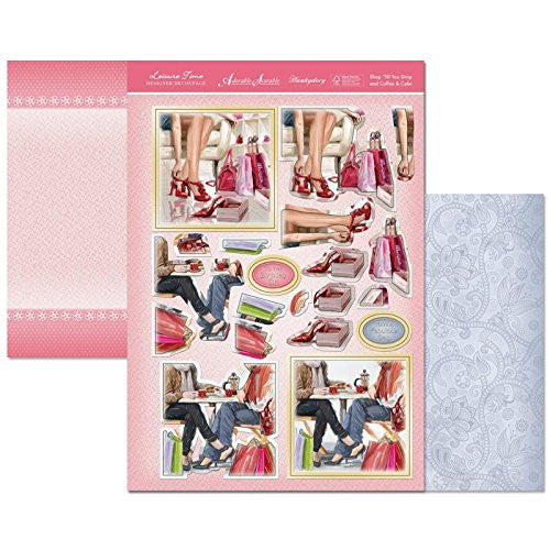 hunkydory adorable scorable sports & leisure time designer decoupage set coffee & cake & shop til you drop