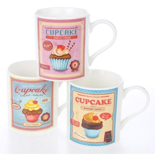 Retro Cupcake Mug Three Colours One Selected At Random On Despatch