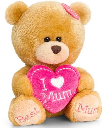 Keel Toys Pipp bear i love mum bear 14cm Beanie Cuddly Soft Toy Plush