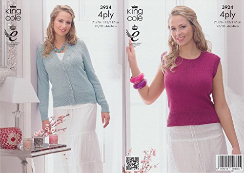 King Cole 4 Ply Pattern – 3924 Womens Stocking Stitch Cardigan and Top