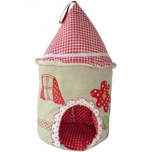 Pretty Mouse House - Embroidered & Patchwork With Red Gingham Roof - Powell Craft - 38x20cm