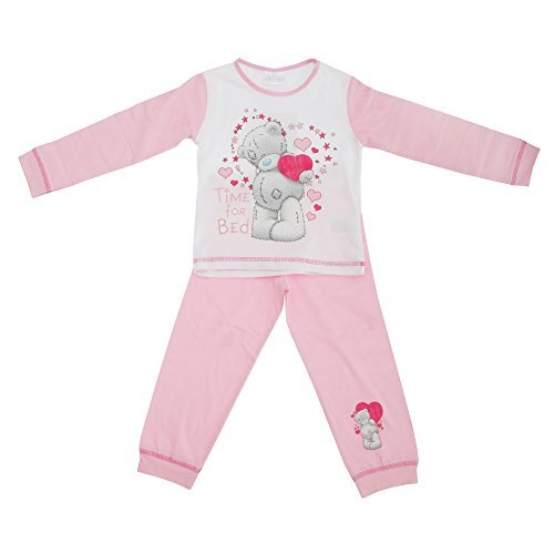 Childrens Girls Me To You Time For Bed Long Sleeve Top & Bottoms Pyjama Set (3-4 Years) (White/Pink)