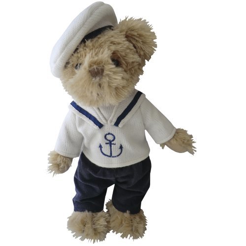 handmade sailor boy bear with hat medium with anchor on jumper